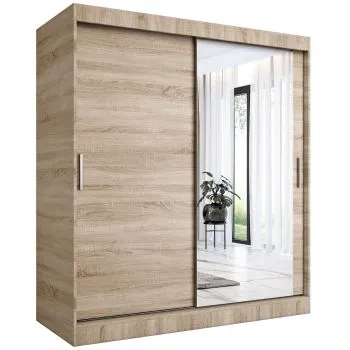 Szafa przesuwna MODUO COMFORT 180 dąb sonoma z lustrem po prawej