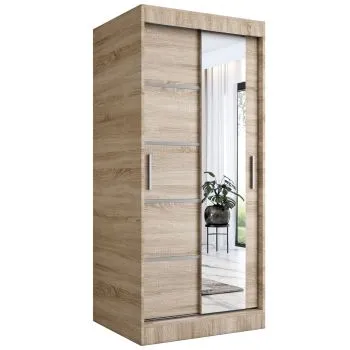 Szafa przesuwna MODUO COMFORT 2 90 dąb sonoma z lustrem