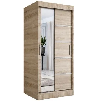 Szafa przesuwna MODUO COMFORT 3 90 dąb sonoma z lustrem