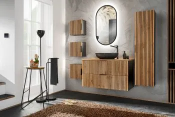 Szafka pod umywalkę nablatową XILO BLACK WOTAN 82 100cm czarna/dąb - powystawowa