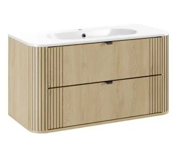 Szafka pod umywalkę OVALIA CREMONA 2S 100cm dąb cremona z umywalką wpuszczaną PURE