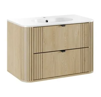 Szafka pod umywalkę OVALIA CREMONA 2S 80cm dąb cremona z umywalką wpuszczaną PURE