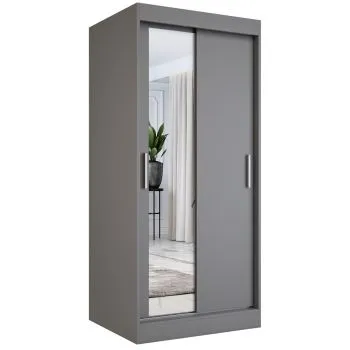 Szafa przesuwna MODUO COMFORT 90 antracyt z lustrem po lewej