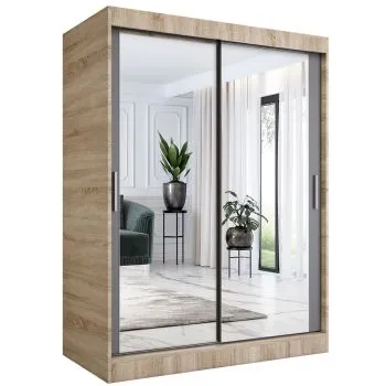 Szafa przesuwna MODUO COMFORT 150 dąb sonoma/antracyt z dwoma lustrami