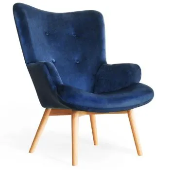Fotel tapicerowany MOSS VELVET granatowy