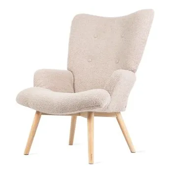 Fotel tapicerowany MOSS w tkaninie TEDDY BOUCLÉ beżowy