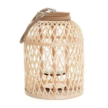 Lampion AVLI drewniany ze świeczką LED | 21x27,5 cm | 885650