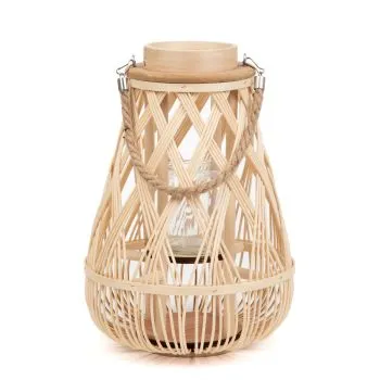 Lampion RADIANT pleciony z pojemnikiem na świece naturalny 35 cm 