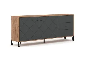 Komoda BILBAO 180 2D/3S dąb craft tobacco/grafit mat