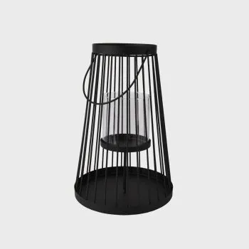 Lampion VERANO metalowa niska czarna 20x30 cm