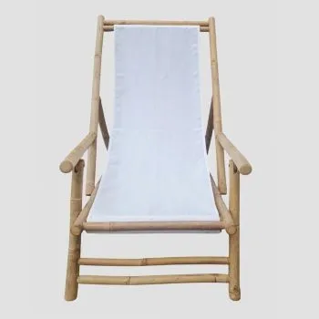 Leżak bambusowy MARE z podłokietnikami 139x60x11cm biały