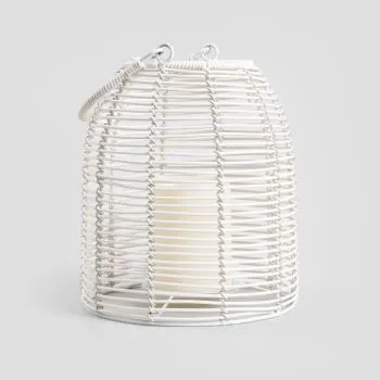 Lampion MODERN HAMPTONS ogrodowy ze świecą LED biały 19x21,5 cm