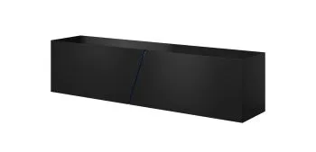 Szafka RTV SLANT 160cm czarna/czarny połysk z oświetleniem LED
