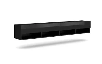 Szafka RTV DERBY DOUBLE 200cm czarny mat/czarny połysk