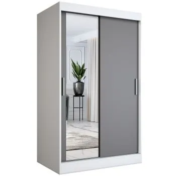 Szafa przesuwna MODUO COMFORT 120 biała mat/antracyt z lustrem po lewej