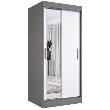 Szafa przesuwna MODUO COMFORT 90 antracyt/biała mat z lustrem po lewej
