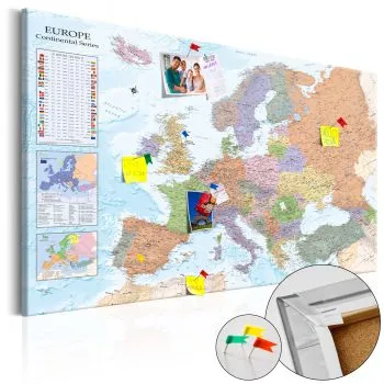 Obraz na korku - Mapy świata: Europa [Mapa korkowa]