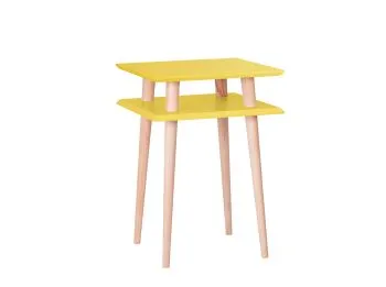 Stolik kawowy SQUARE HIGH 43x43 żółty kwadratowy