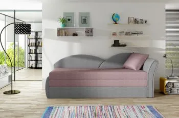 Sofa rozkładana z funkcją spania AGA szara/różowa prawa