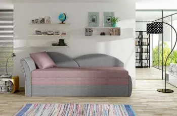 Sofa rozkładana z funkcją spania AGA szara/różowa lewa