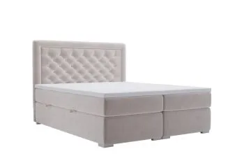 Łóżko kontynentalne AMIGO 140x200 beżowe velvet z pojemnikiem