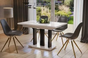 Stół rozkładany APPIA 130(210)x80 biały połysk/czarny mat