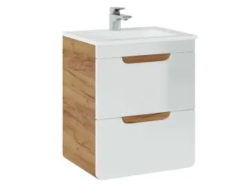 Szafka pod umywalkę ARUBA 824 50 cm biała/dąb
