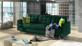 Sofa rozkładana z funkcją spania ASGARD VELVET zielona