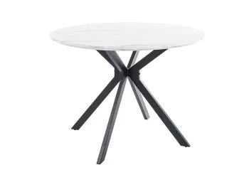Stół okrągły ASTER 100x100 biały marmur/czarny