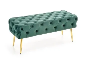 Ławka ATHENA VELVET ciemno zielona/złota