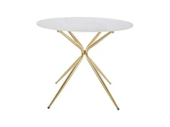 Stół okrągły AZALIA CERAMIC 90x90 biały marmur/złoty