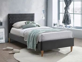 Łóżko tapicerowane AZURRO VELVET 90x200 szare