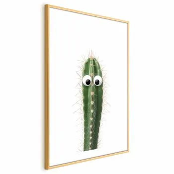 Plakat Żywy kaktus 21x30 cm z ramą złotą z marginesem