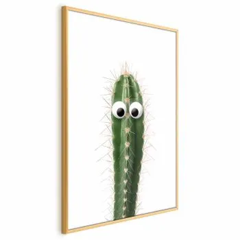 Plakat Żywy kaktus 60x90 cm z ramą złotą bez marginesu