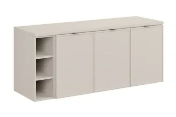 Szafka pod umywalkę nablatową BELLA CASHMERE 120cm kaszmirowa - zestaw 140 cm z regałem i blatem