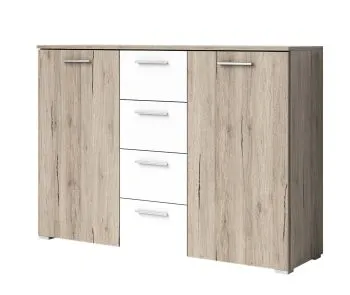 Komoda BETA 2D4S 132cm san remo/biała
