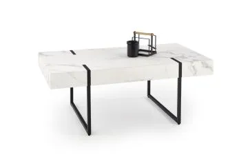 Ława BLANCA 110x60 biały marmur/czarna