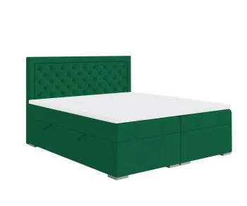 Łóżko kontynentalne EKSPRESJO 140x200 zielone velvet z pojemnikiem