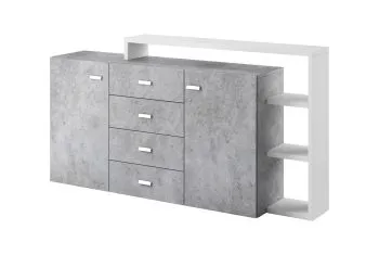 Komoda z nadstawką BOTA 2D4S 181 biała/beton colorado