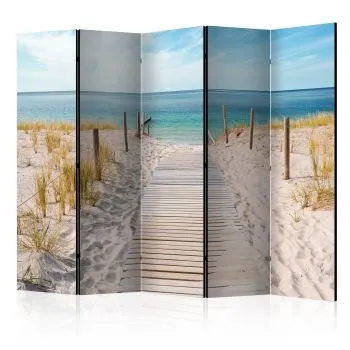 Parawan jednostronny Pejzaże 225x172 cm 5-częściowy beżowy