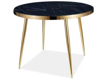 Stół okrągły CALVIN 100x100 czarny marmur/złoty