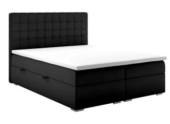 Łóżko kontynentalne REZEN 140x200 czarne velvet z pojemnikiem