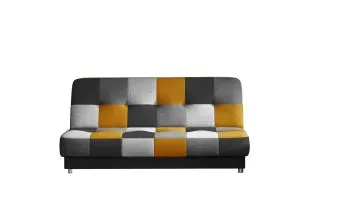 Sofa rozkładana z funkcją spania CAYO VELVET czarna/szara/żółta