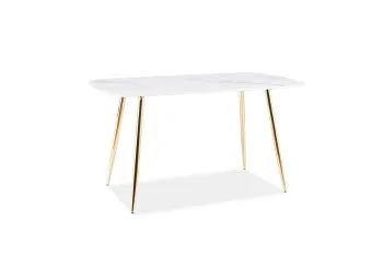 Stół CERES 140x80 biały marmur/złoty