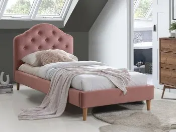Łóżko CHLOE VELVET 90x200 antyczny róż