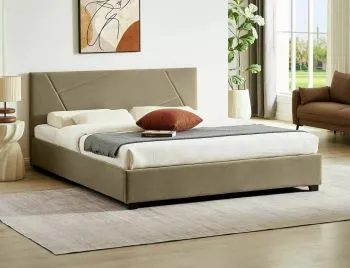 Łóżko tapicerowane COLUMBIA VELVET 160x200 beżowe z pojemnikiem