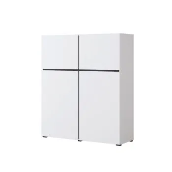 Komoda wysoka CROSS 4D 119cm biała/czarna