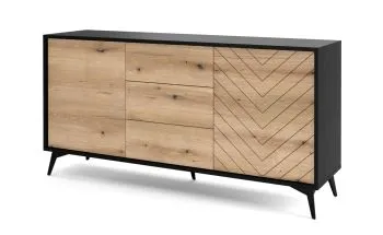Komoda GALAXY 2D3S 154 cm czarna/dąb evoke