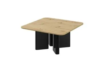 Stolik kawowy DIVERSO 80x80 dąb artisan/czarny połysk