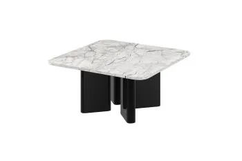 Stolik kawowy DIVERSO 80x80 jasny marmur połysk/czarny połysk